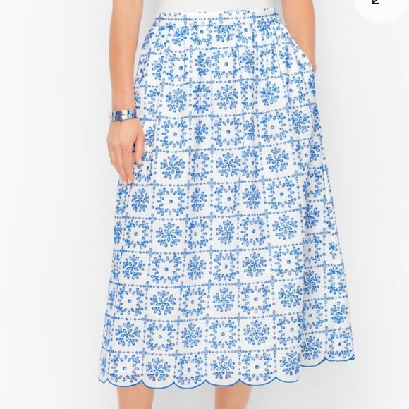 Talbots GEO EYELET MIDI SKIRT - Picture 1 of 8